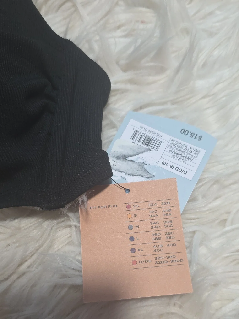 NWT  Shade & Shore Ribbed Tab Bralette Top- D/DD (8-10)